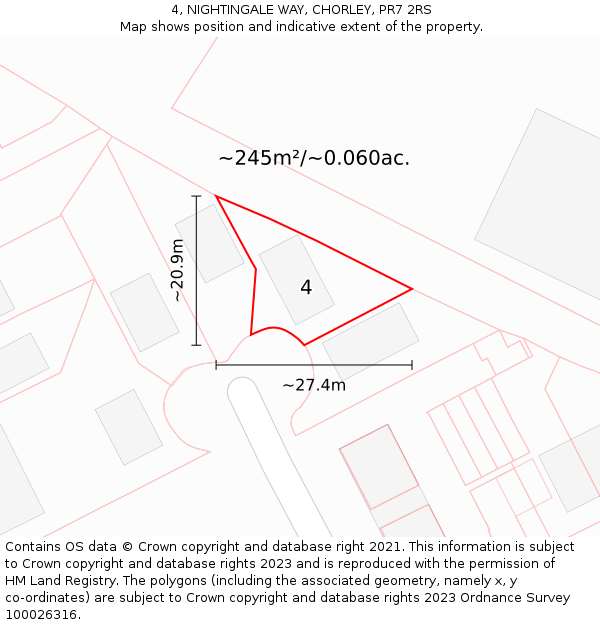 4, NIGHTINGALE WAY, CHORLEY, PR7 2RS: Plot and title map