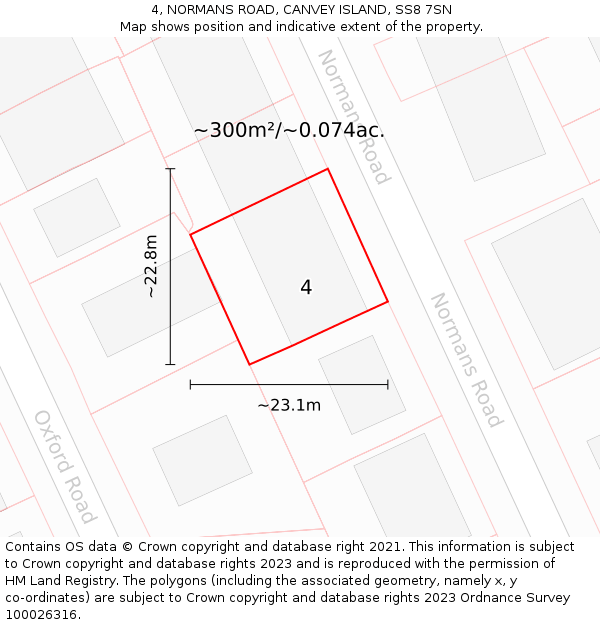 4, NORMANS ROAD, CANVEY ISLAND, SS8 7SN: Plot and title map