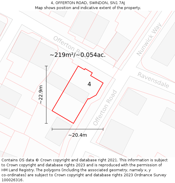 4, OFFERTON ROAD, SWINDON, SN1 7AJ: Plot and title map