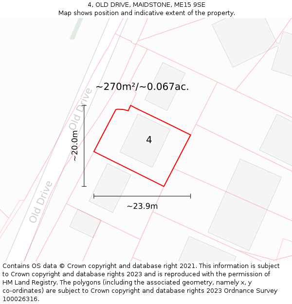 4, OLD DRIVE, MAIDSTONE, ME15 9SE: Plot and title map