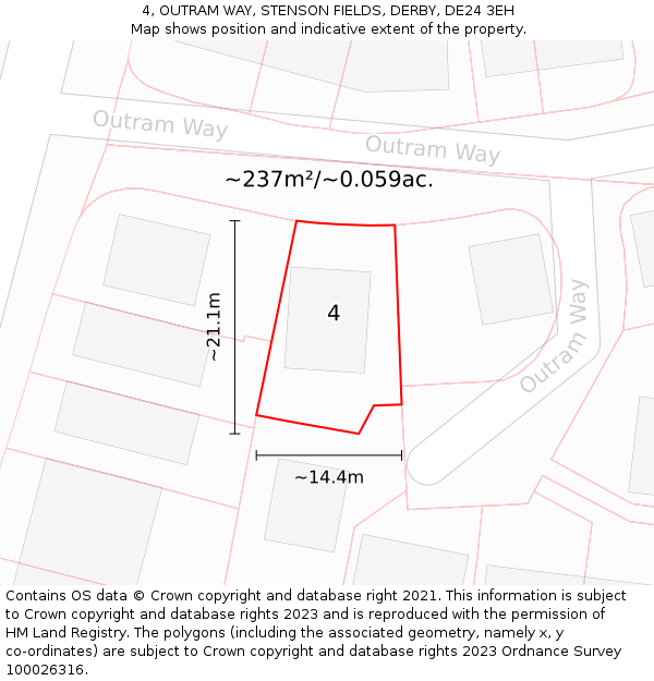 4, OUTRAM WAY, STENSON FIELDS, DERBY, DE24 3EH: Plot and title map