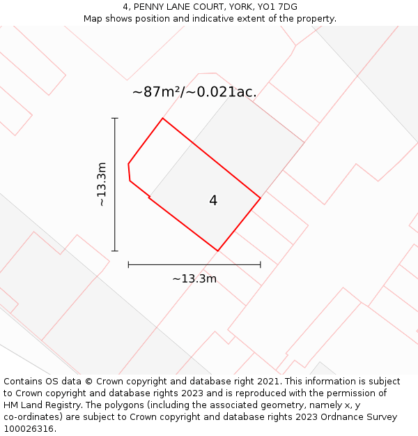 4, PENNY LANE COURT, YORK, YO1 7DG: Plot and title map