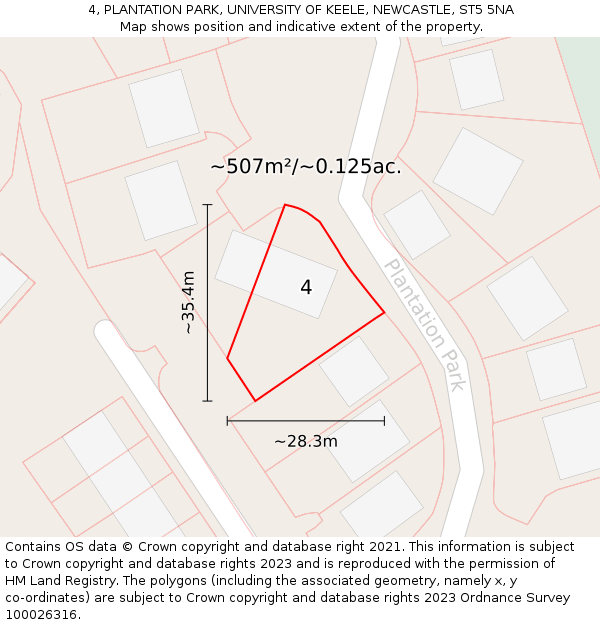 4, PLANTATION PARK, UNIVERSITY OF KEELE, NEWCASTLE, ST5 5NA: Plot and title map