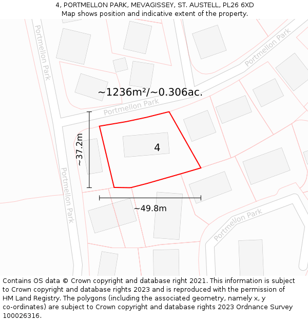 4, PORTMELLON PARK, MEVAGISSEY, ST AUSTELL, PL26 6XD: Plot and title map