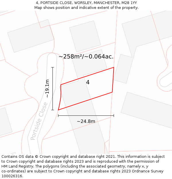 4, PORTSIDE CLOSE, WORSLEY, MANCHESTER, M28 1YY: Plot and title map