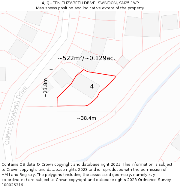 4, QUEEN ELIZABETH DRIVE, SWINDON, SN25 1WP: Plot and title map