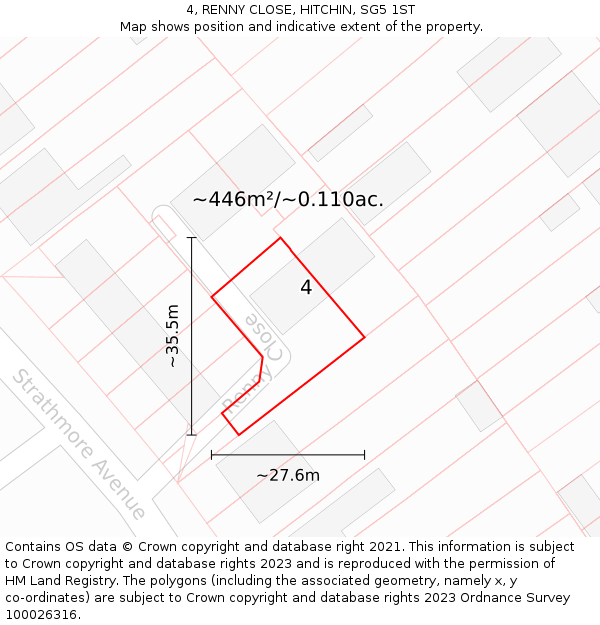 4, RENNY CLOSE, HITCHIN, SG5 1ST: Plot and title map