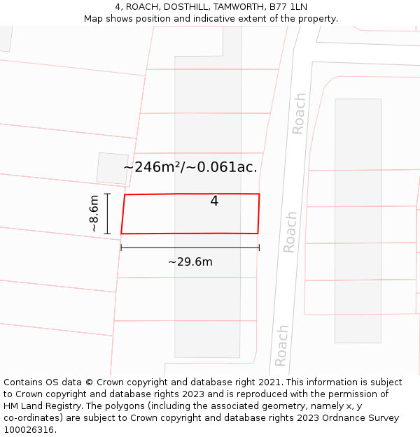 4, ROACH, DOSTHILL, TAMWORTH, B77 1LN: Plot and title map