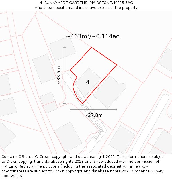 4, RUNNYMEDE GARDENS, MAIDSTONE, ME15 6AG: Plot and title map