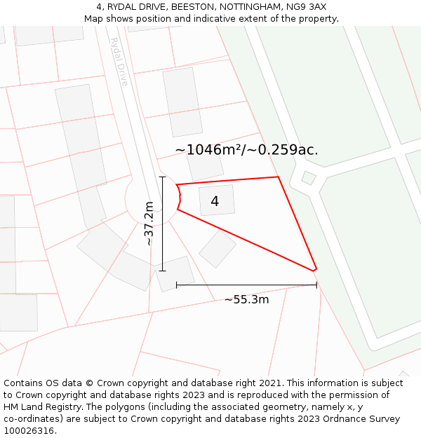 4, RYDAL DRIVE, BEESTON, NOTTINGHAM, NG9 3AX: Plot and title map