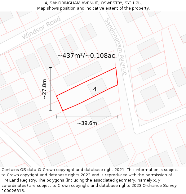 4, SANDRINGHAM AVENUE, OSWESTRY, SY11 2UJ: Plot and title map