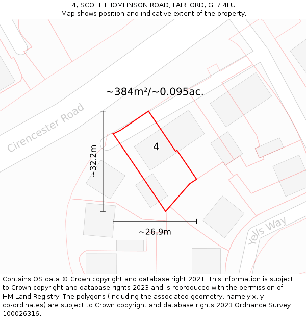 4, SCOTT THOMLINSON ROAD, FAIRFORD, GL7 4FU: Plot and title map