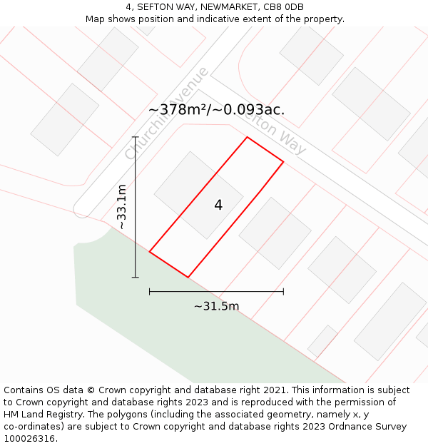 4, SEFTON WAY, NEWMARKET, CB8 0DB: Plot and title map