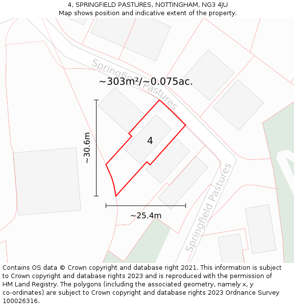 4, SPRINGFIELD PASTURES, NOTTINGHAM, NG3 4JU: Plot and title map