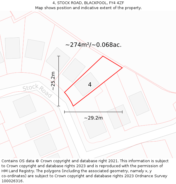 4, STOCK ROAD, BLACKPOOL, FY4 4ZF: Plot and title map