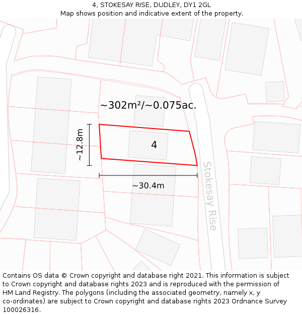 4, STOKESAY RISE, DUDLEY, DY1 2GL: Plot and title map