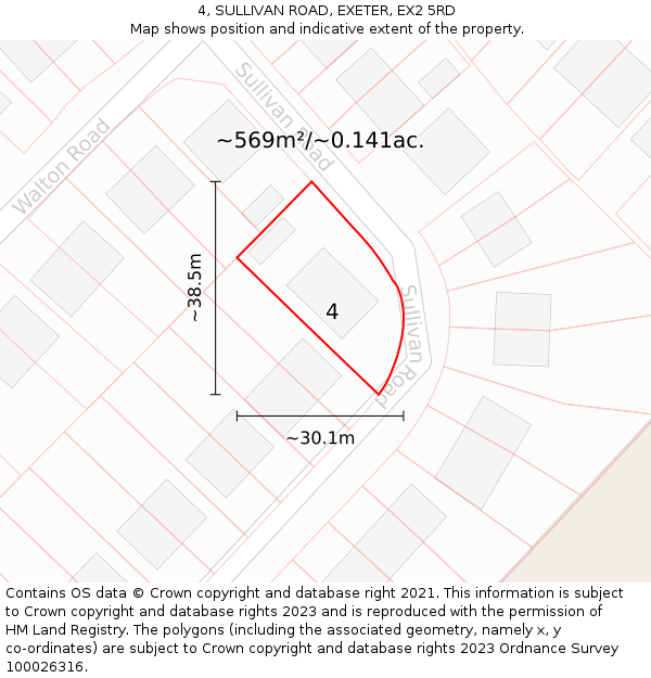 4, SULLIVAN ROAD, EXETER, EX2 5RD: Plot and title map