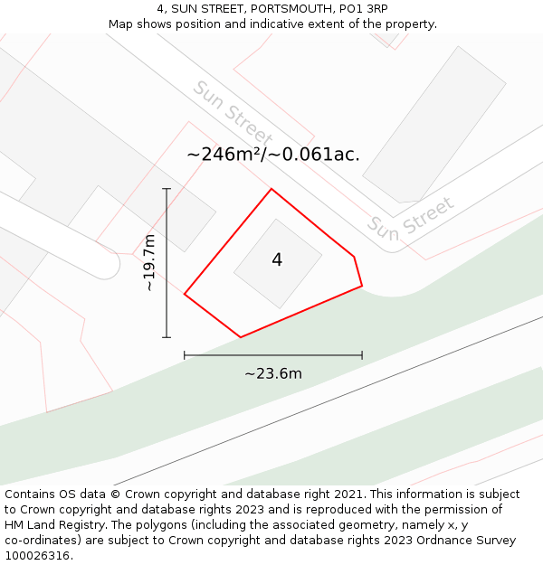 4, SUN STREET, PORTSMOUTH, PO1 3RP: Plot and title map