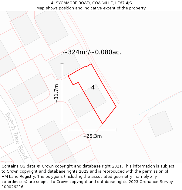 4, SYCAMORE ROAD, COALVILLE, LE67 4JS: Plot and title map