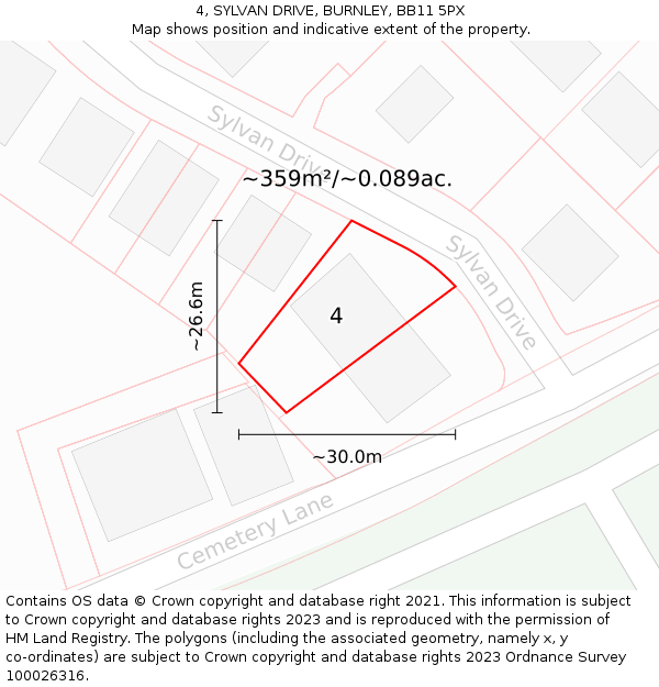 4, SYLVAN DRIVE, BURNLEY, BB11 5PX: Plot and title map