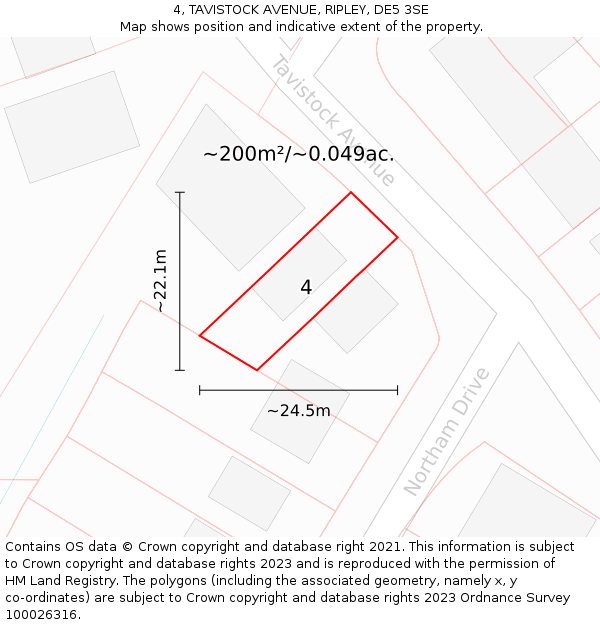 4, TAVISTOCK AVENUE, RIPLEY, DE5 3SE: Plot and title map