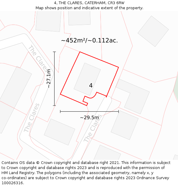 4, THE CLARES, CATERHAM, CR3 6RW: Plot and title map