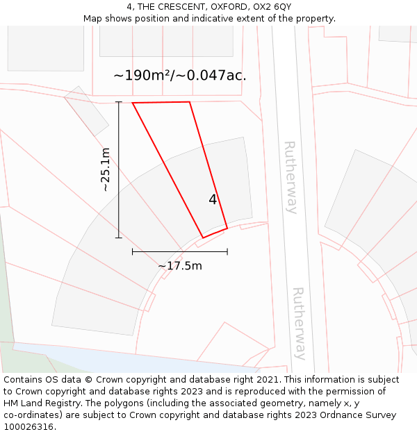 4, THE CRESCENT, OXFORD, OX2 6QY: Plot and title map