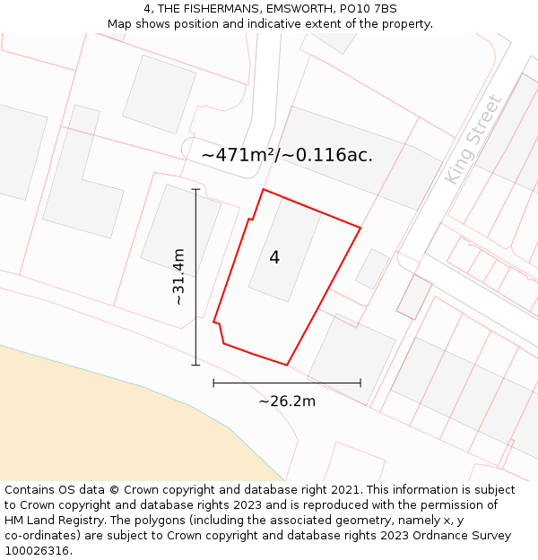 4, THE FISHERMANS, EMSWORTH, PO10 7BS: Plot and title map