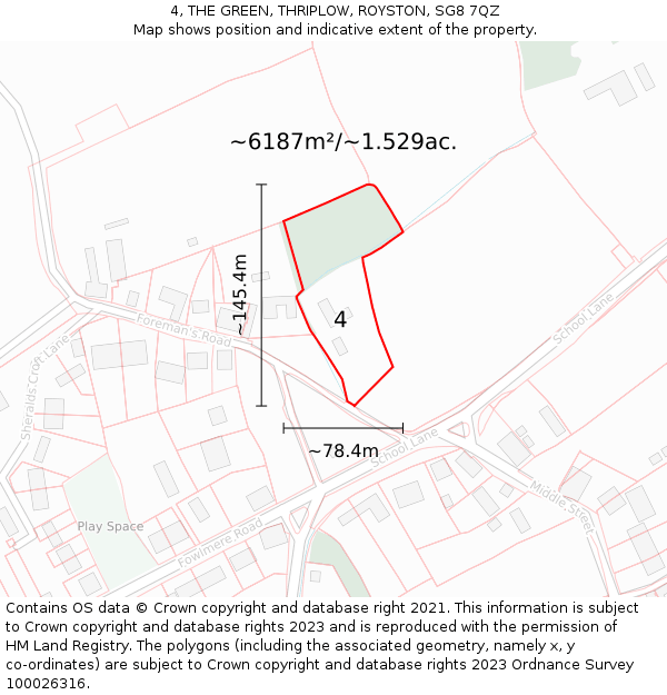 4, THE GREEN, THRIPLOW, ROYSTON, SG8 7QZ: Plot and title map