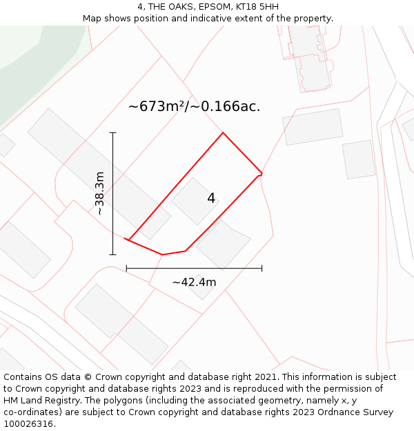 4, THE OAKS, EPSOM, KT18 5HH: Plot and title map