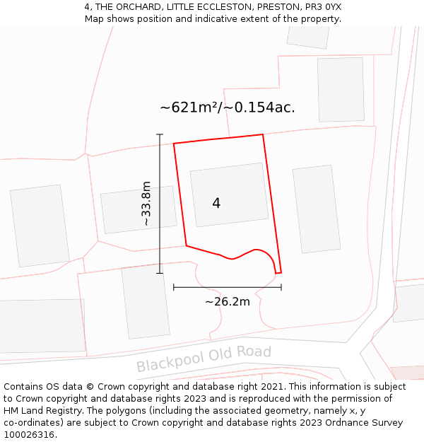 4, THE ORCHARD, LITTLE ECCLESTON, PRESTON, PR3 0YX: Plot and title map