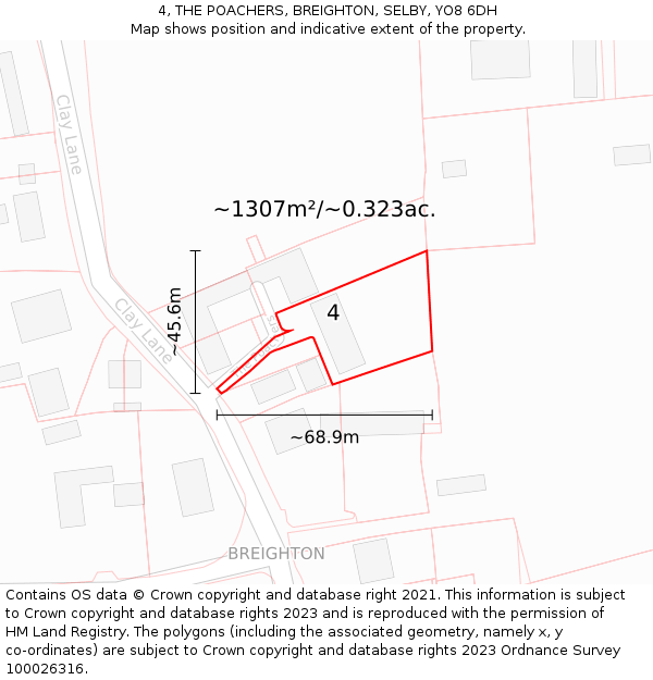 4, THE POACHERS, BREIGHTON, SELBY, YO8 6DH: Plot and title map