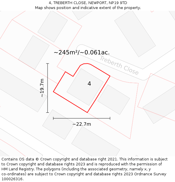 4, TREBERTH CLOSE, NEWPORT, NP19 9TD: Plot and title map