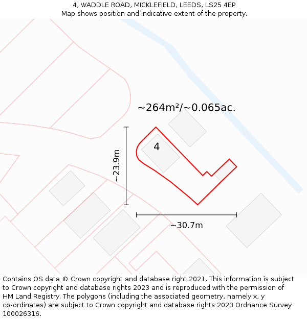 4, WADDLE ROAD, MICKLEFIELD, LEEDS, LS25 4EP: Plot and title map