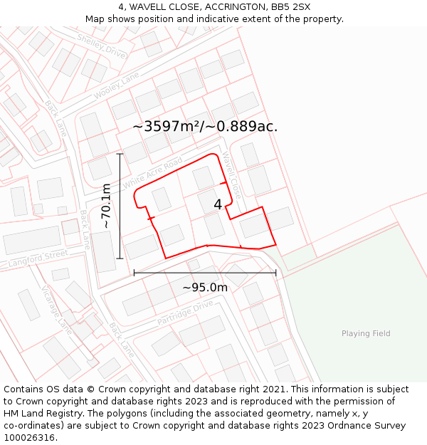 4, WAVELL CLOSE, ACCRINGTON, BB5 2SX: Plot and title map