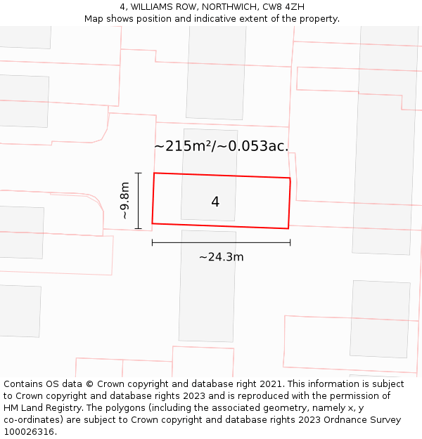 4, WILLIAMS ROW, NORTHWICH, CW8 4ZH: Plot and title map