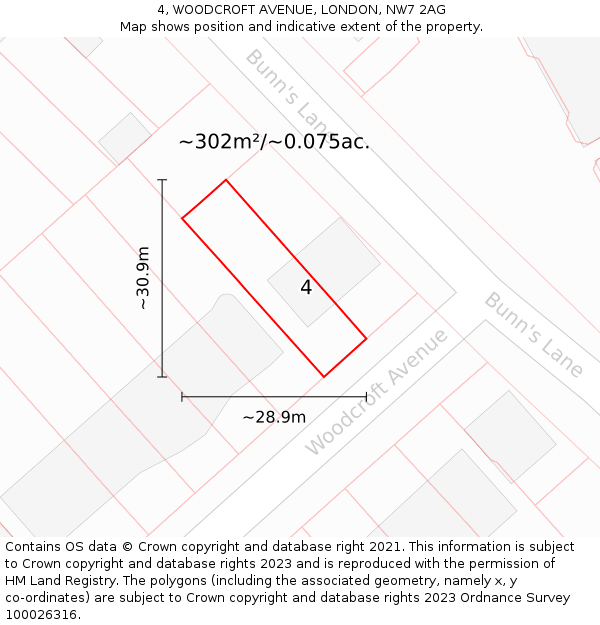 4, WOODCROFT AVENUE, LONDON, NW7 2AG: Plot and title map