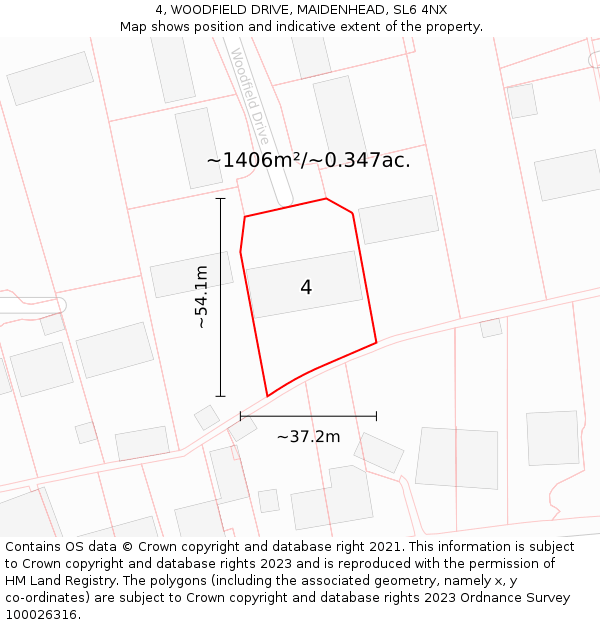 4, WOODFIELD DRIVE, MAIDENHEAD, SL6 4NX: Plot and title map