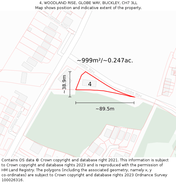 4, WOODLAND RISE, GLOBE WAY, BUCKLEY, CH7 3LL: Plot and title map