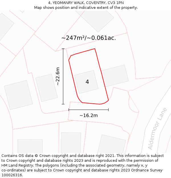 4, YEOMANRY WALK, COVENTRY, CV3 1PN: Plot and title map