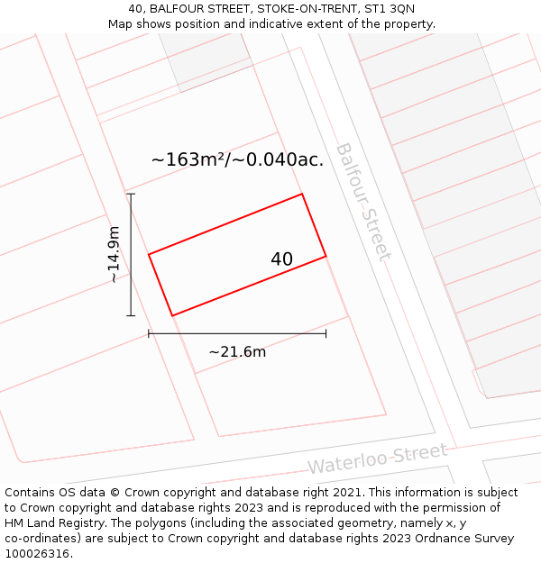 40, BALFOUR STREET, STOKE-ON-TRENT, ST1 3QN: Plot and title map