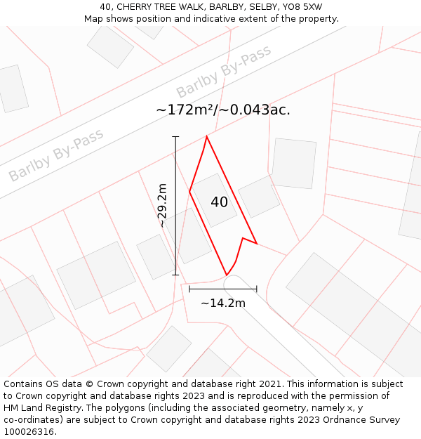 40, CHERRY TREE WALK, BARLBY, SELBY, YO8 5XW: Plot and title map