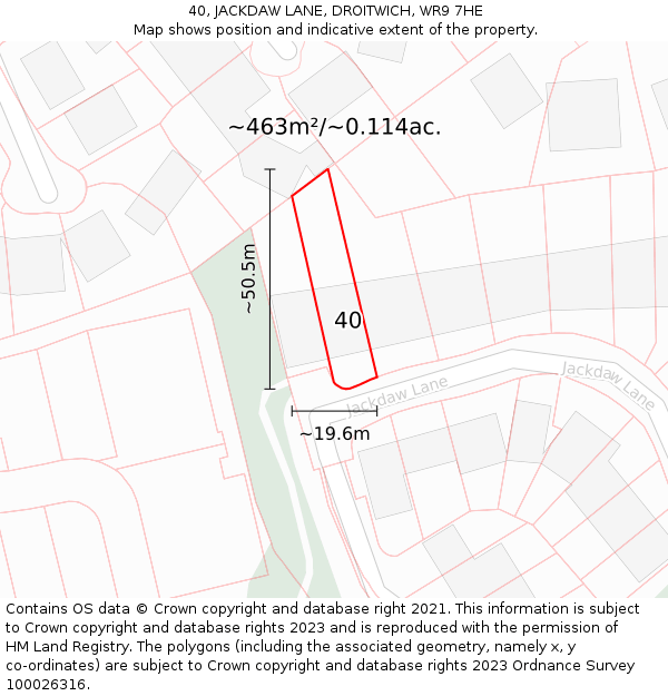 40, JACKDAW LANE, DROITWICH, WR9 7HE: Plot and title map