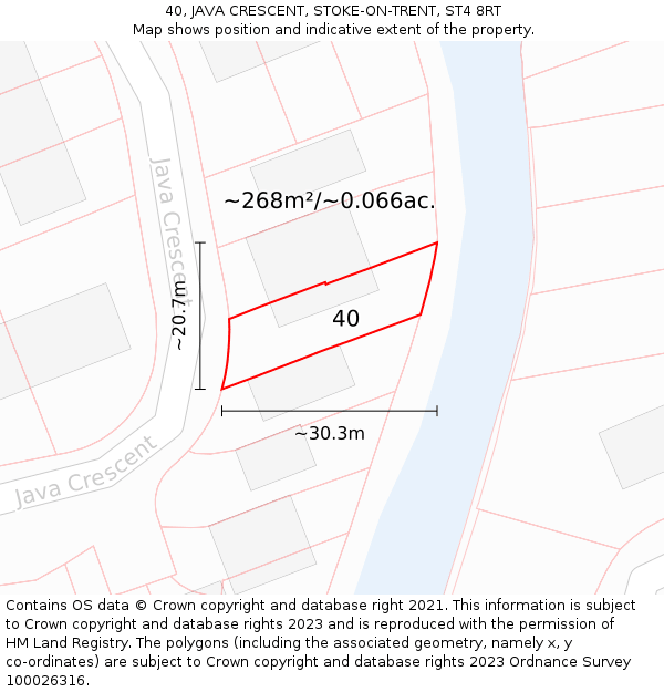 40, JAVA CRESCENT, STOKE-ON-TRENT, ST4 8RT: Plot and title map