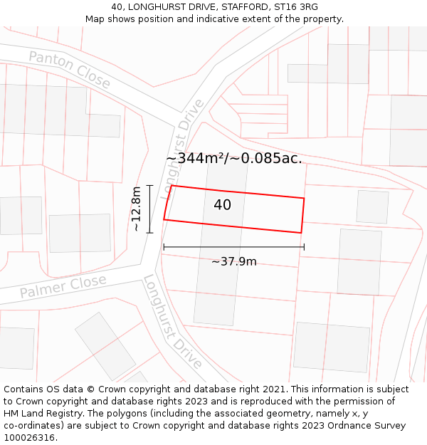 40, LONGHURST DRIVE, STAFFORD, ST16 3RG: Plot and title map