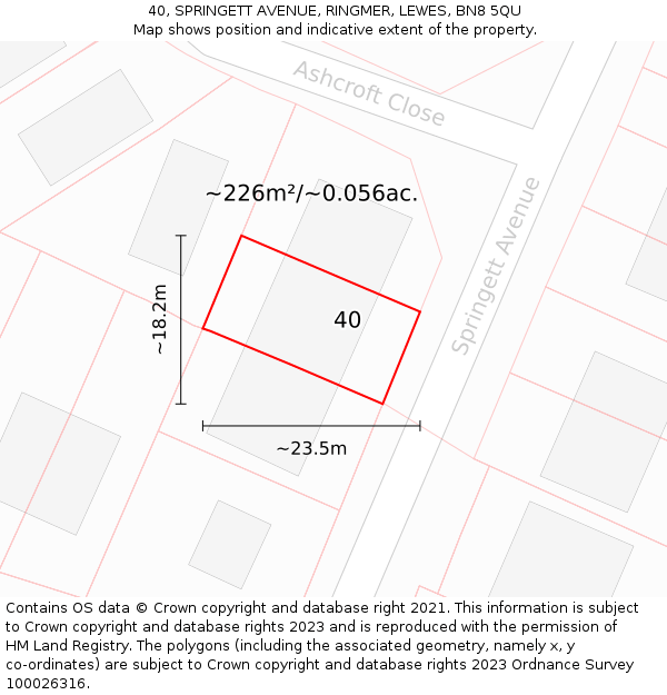 40, SPRINGETT AVENUE, RINGMER, LEWES, BN8 5QU: Plot and title map