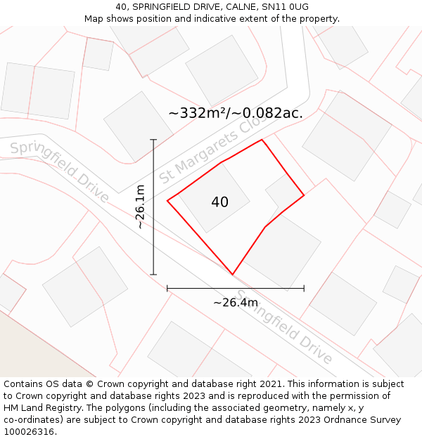 40, SPRINGFIELD DRIVE, CALNE, SN11 0UG: Plot and title map