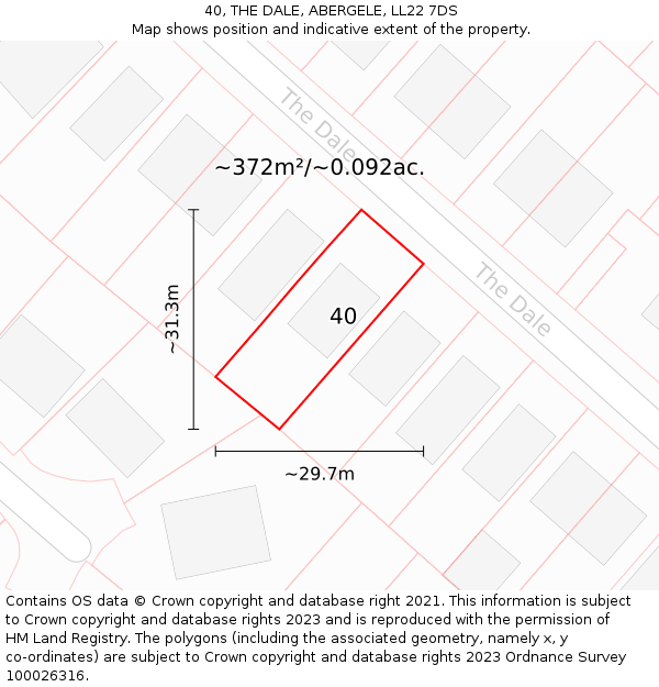 40, THE DALE, ABERGELE, LL22 7DS: Plot and title map