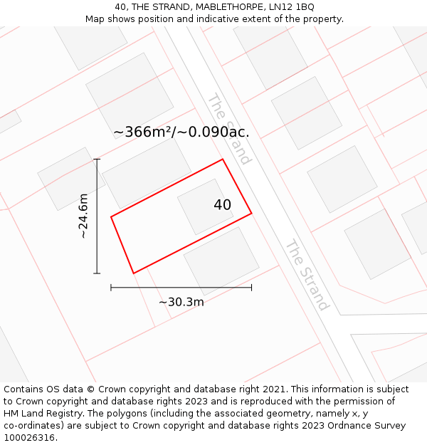 40, THE STRAND, MABLETHORPE, LN12 1BQ: Plot and title map