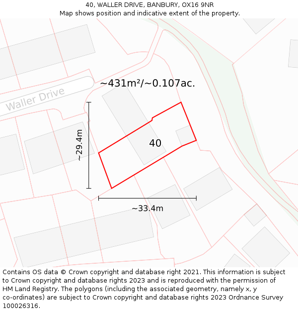 40, WALLER DRIVE, BANBURY, OX16 9NR: Plot and title map